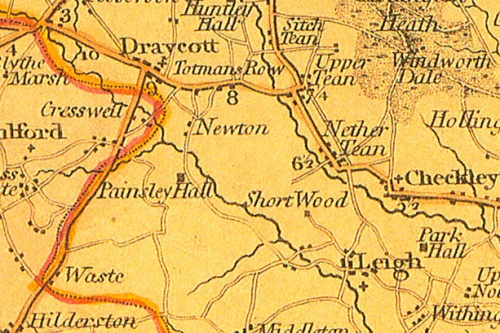 Draycott on the Smith map of Staffordshire 1801